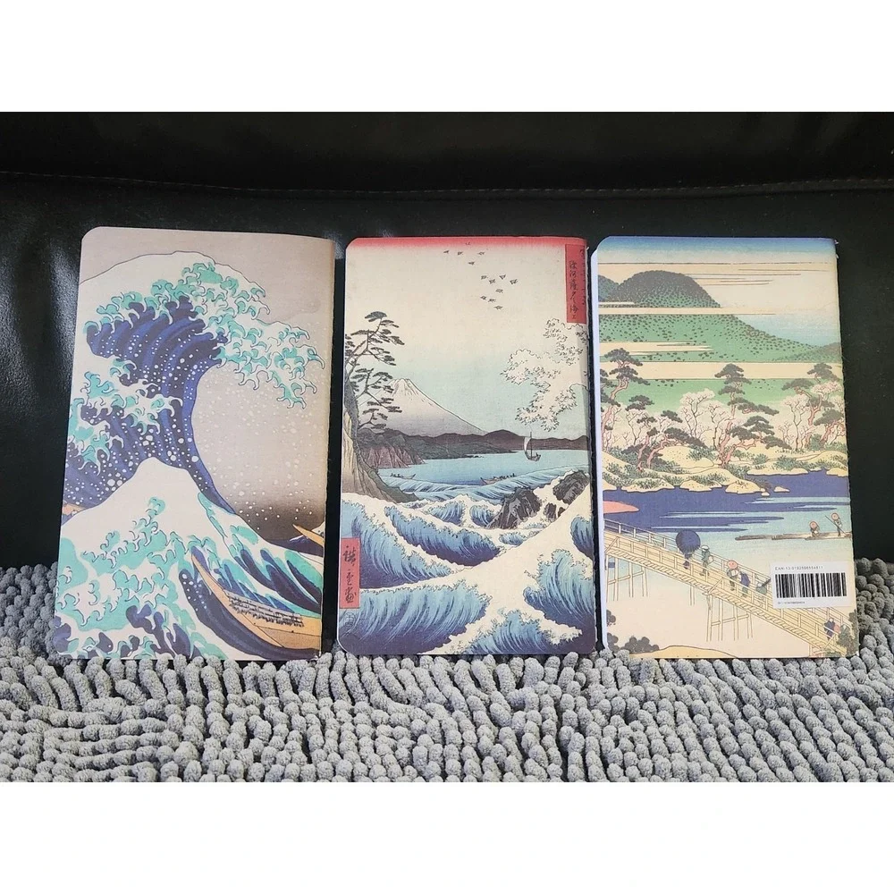 Chinese‎ Lined Journals with Ocean, Mountains, Tree Scenes Haiku Style Set of 3